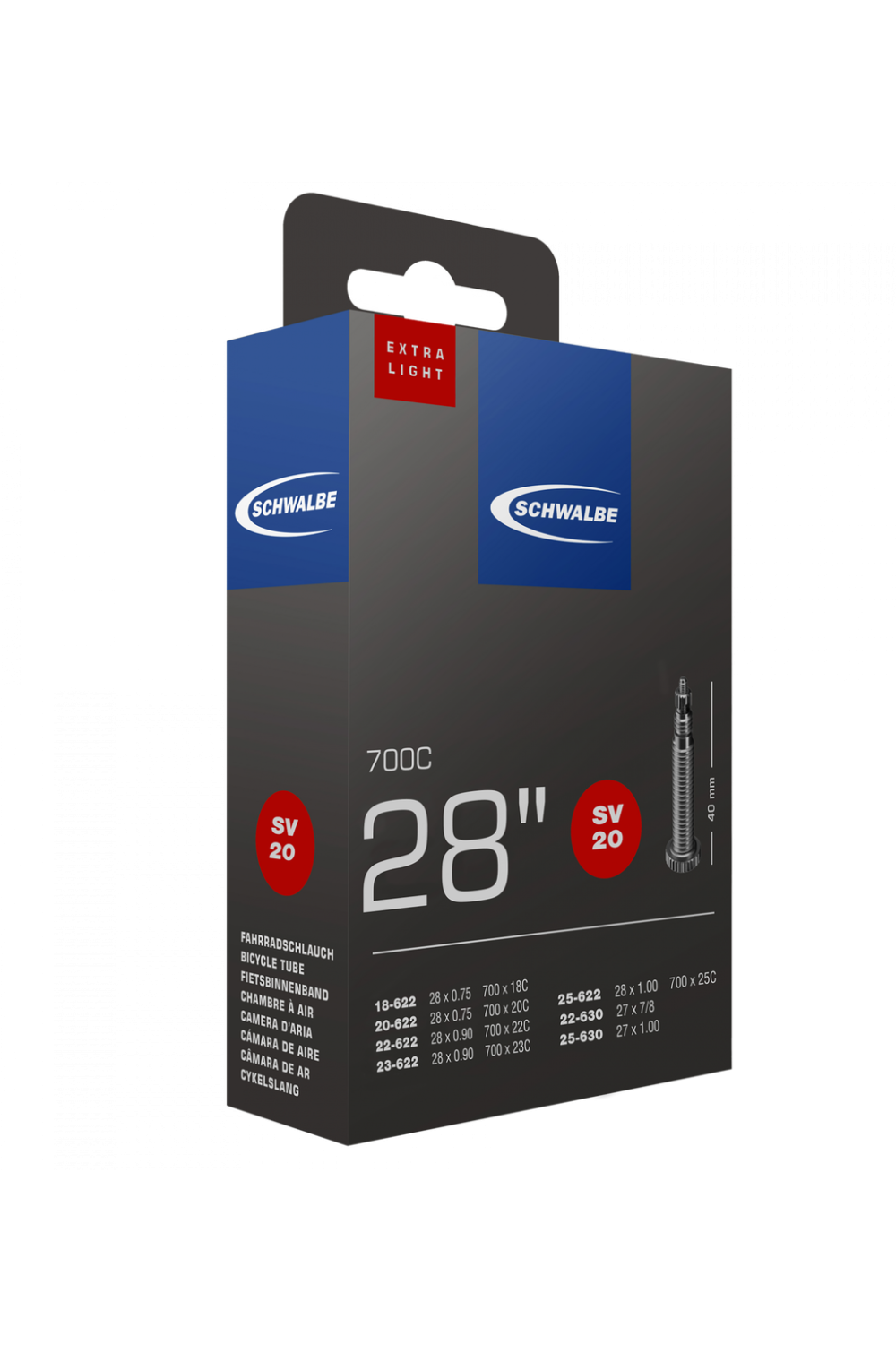 Detka rowerowa Schwalbe SV20,extra lekka 27/28x0.75-1.00 18/25-622/630 SV40