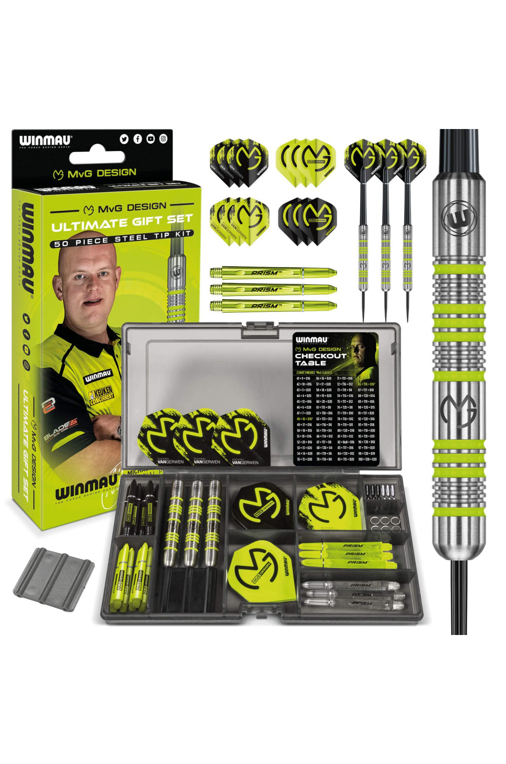 WINMAU Unisex MvG Design Zestaw Rzutek, Czarny/Zielony 50 ele. *OPIS*