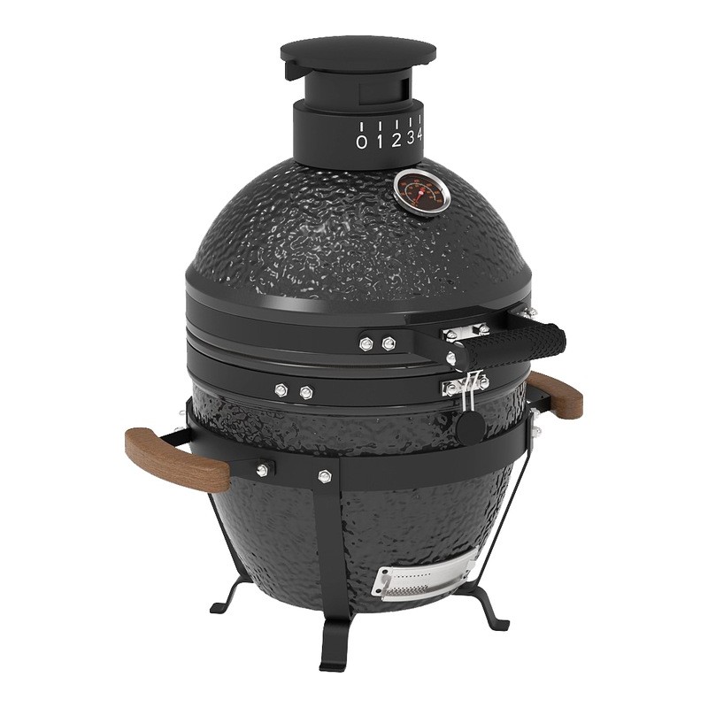 Grill kompaktowy ceramiczny węglowy Fornetto Kamado Lento Czarny 16"