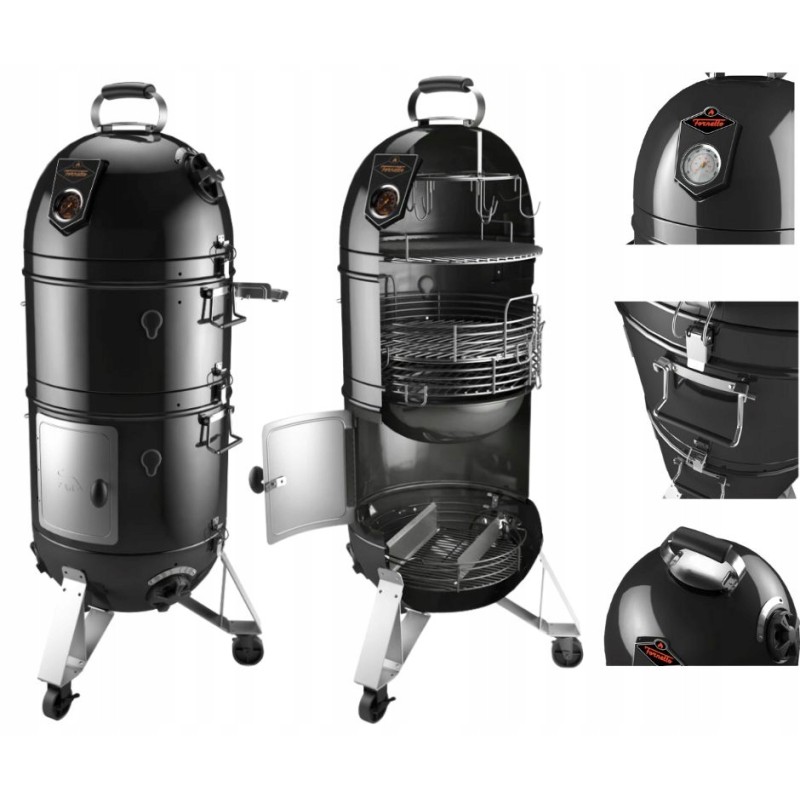 Fornetto Razzo Pro Black 2w1 - Grill Węglowy i Wędzarka
