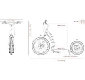 YEDOO Mezeq Hulajnoga duże koła dla dorosłych do 150 kg 20" Offroad Tarcze