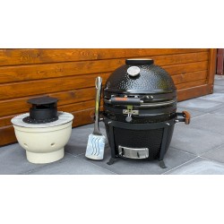 Grill kompaktowy ceramiczny węglowy Fornetto Kamado Lento Czarny 16"