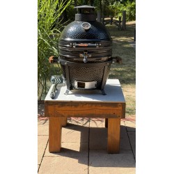 Grill kompaktowy ceramiczny węglowy Fornetto Kamado Lento Czarny 16"