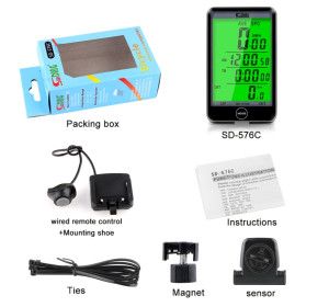 DSLSM SUNDING SD-576C Wodoodporny licznik rowerowy LCD 27 funkcji