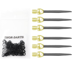 THOR-DARTS Groty wymienne (MS2gobl) 2BA, 6 sztuk  2 set i 100 pierścieni gumowych