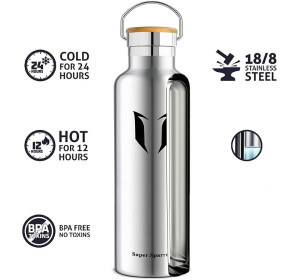 Super Sparrow Butelka na wodę ze stali nierdzewnej - 500 ml - srebrna