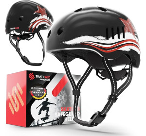 Kask rowerowy Skatewiz Safeguard S/M 54-58cm black red star Czarny