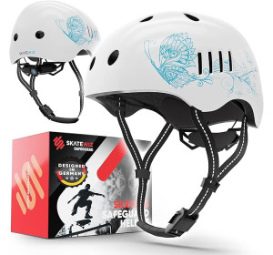 Kask rowerowy Skatewiz Safeguard S 50-54cm Biały motyle