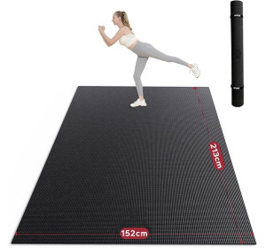 HAPBEAR Extra Large Yoga Mat, Mata do jogi 213 cm x 152 cm x 8 mm, czarna