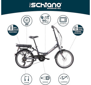 Rower elektryczny składany F.lli Schiano E-Star 250W 10 Ah 20" V-Brake